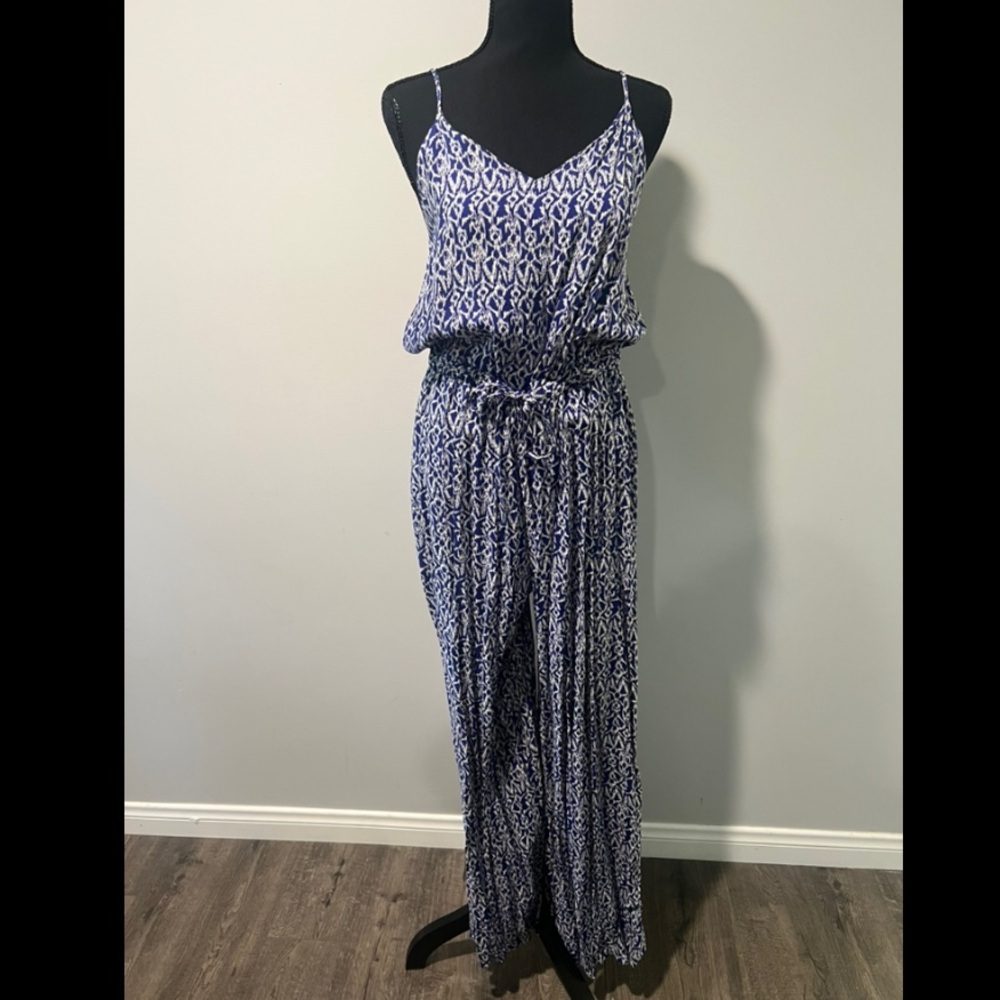 Blue and white romper